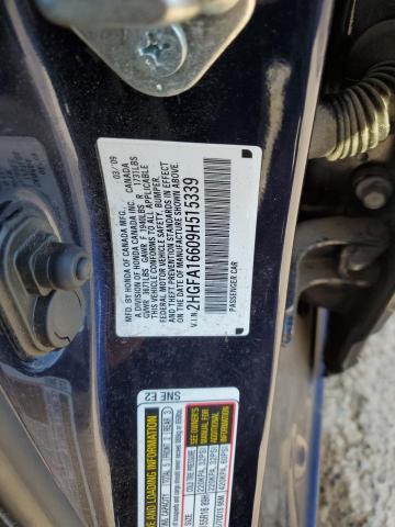 2HGFA16609H515339 - 2009 HONDA CIVIC LX-S 蓝色 照片 12