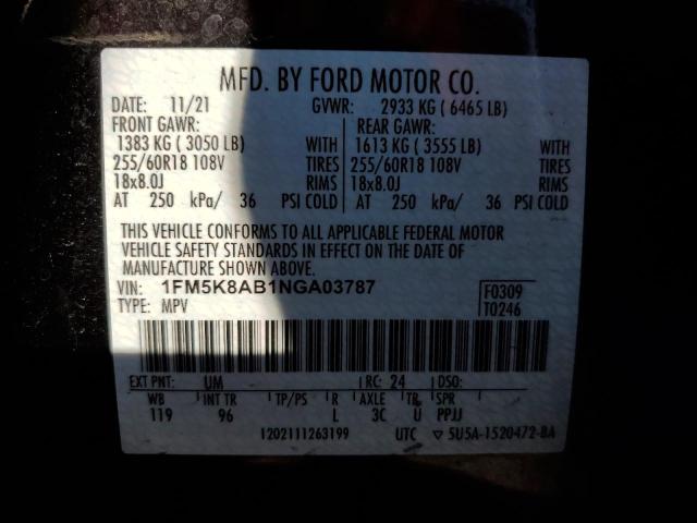 1FM5K8AB1NGA03787 - 2022 FORD EXPLORER POLICE INTERCEPTOR BLACK photo 13