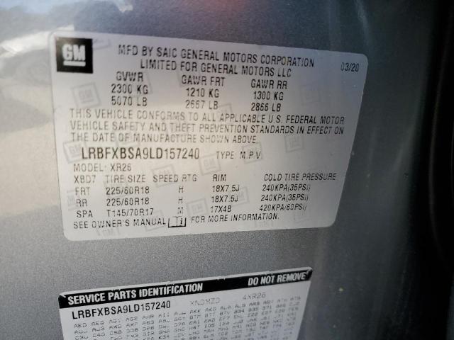 LRBFXBSA9LD157240 - 2020 BUICK ENVISION PREFERRED ნაცრისფერი ფოტო 13