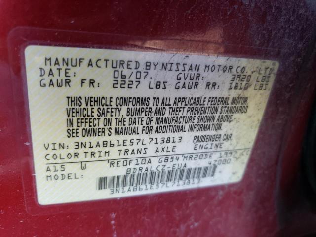 3N1AB61E57L713813 - 2007 NISSAN SENTRA 2.0 MAROON photo 12