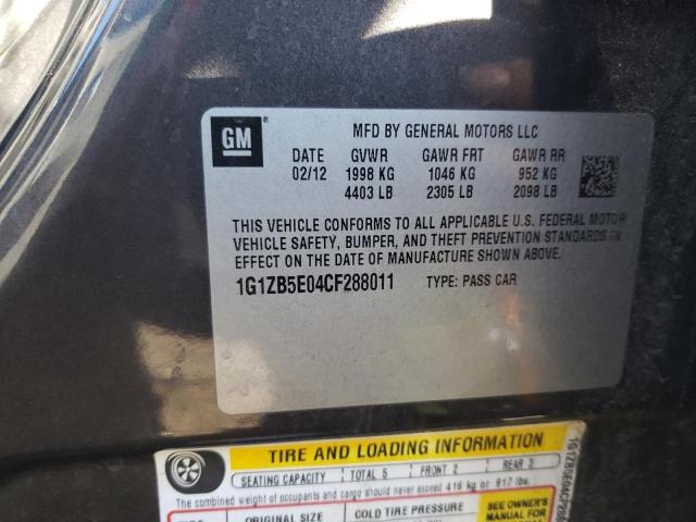 1G1ZB5E04CF288011 - 2012 CHEVROLET MALIBU LS ნაცრისფერი ფოტო 12