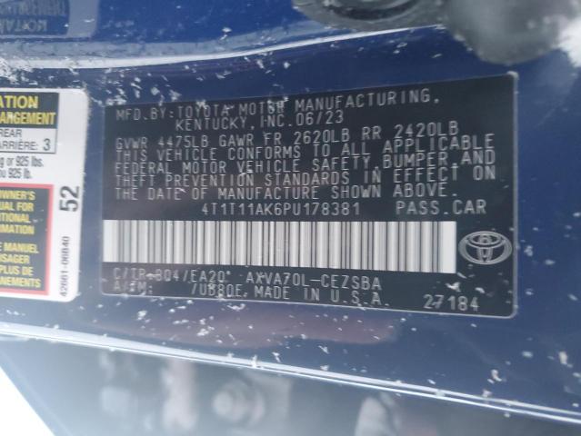 4T1T11AK6PU178381 - 2023 TOYOTA CAMRY SE NIGHT SHADE BLUE photo 12