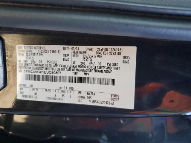 1FMCU9GX1EUC80807 - 2014 FORD ESCAPE SE BLACK photo 12