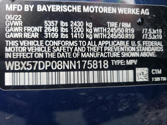 WBX57DP08NN175818 - 2022 BMW X3 XDRIVE30I BLUE photo 13