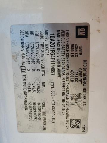 1GAZG1FG4F1144997 - 2015 CHEVROLET EXPRESS G3 LT WHITE photo 12