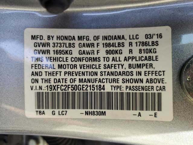 19XFC2F50GE215184 - 2016 HONDA CIVIC LX SILVER photo 12