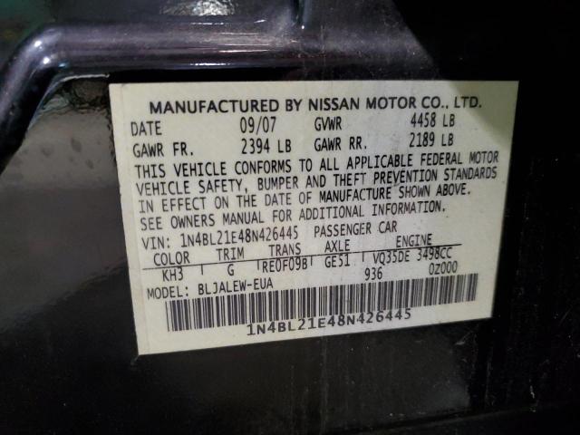 1N4BL21E48N426445 - 2008 NISSAN ALTIMA 3.5SE BLACK photo 13