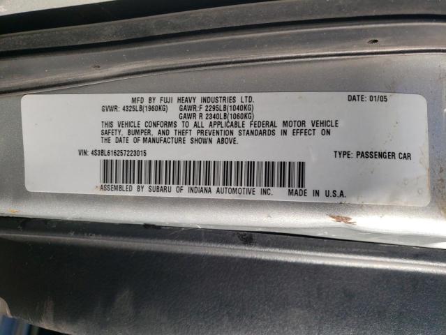 4S3BL616257223015 - 2005 SUBARU LEGACY 2.5I SILVER photo 13