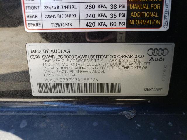 WAUNE78PX8A166725 - 2008 AUDI A3 2.0 PREMIUM CHARCOAL photo 12