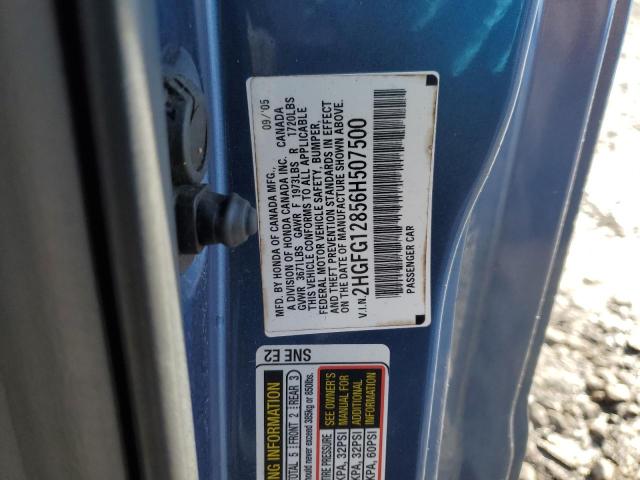 2HGFG12856H507500 - 2006 HONDA CIVIC EX BLUE photo 12