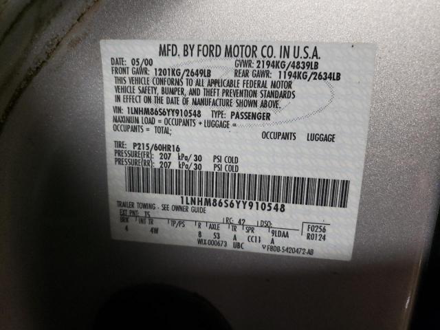 1LNHM86S6YY910548 - 2000 LINCOLN LS 银色 照片 12