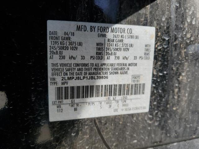 2LMPJ8LP1JBL39806 - 2018 LINCOLN MKX RESERVE Սև լուսանկար 13