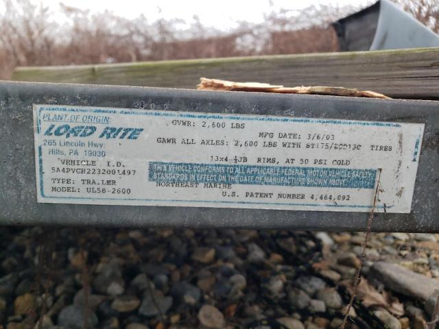 5A4PVGH2232001497 - 2003 UTILITY TRAILER Boz foto 10