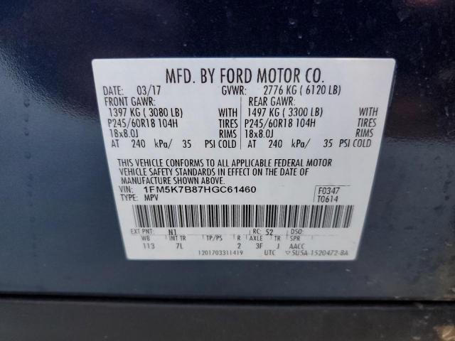 1FM5K7B87HGC61460 - 2017 FORD EXPLORER BLUE photo 13