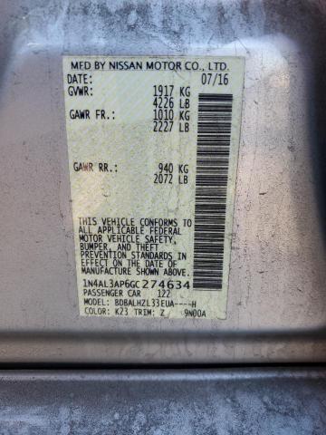 1N4AL3AP6GC274634 - 2016 NISSAN ALTIMA 2.5 SILVER photo 13