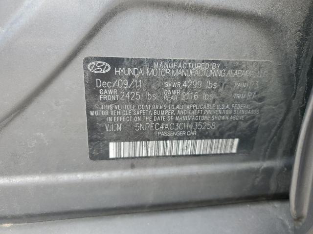 5NPEC4AC3CH435258 - 2012 HYUNDAI SONATA SE GRAY photo 12