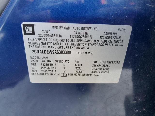 2CNALDEW9A6303380 - 2010 CHEVROLET EQUINOX LT BLUE photo 14