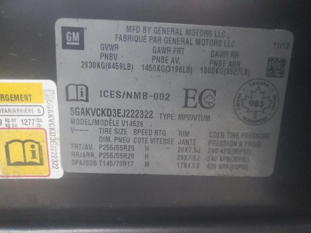 5GAKVCKD3EJ222322 - 2014 BUICK ENCLAVE BLACK photo 13