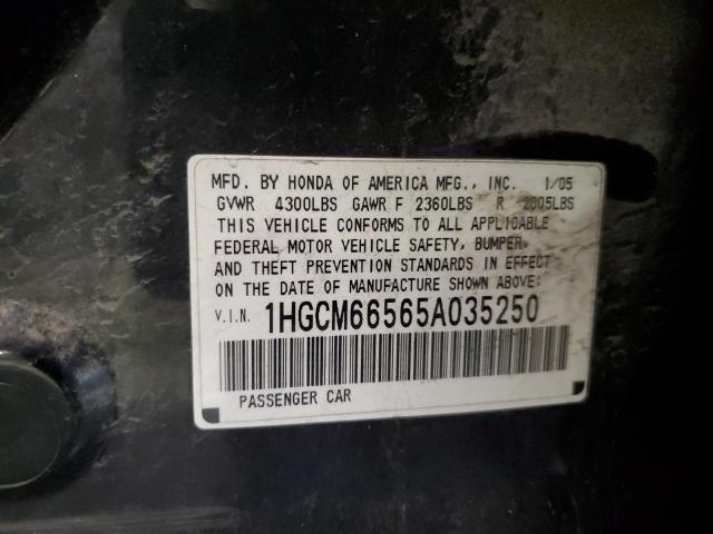 1HGCM66565A035250 - 2005 HONDA ACCORD EX BLACK photo 12