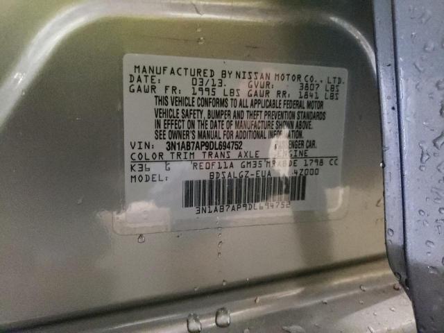 3N1AB7AP9DL694752 - 2013 NISSAN SENTRA S SILVER photo 12