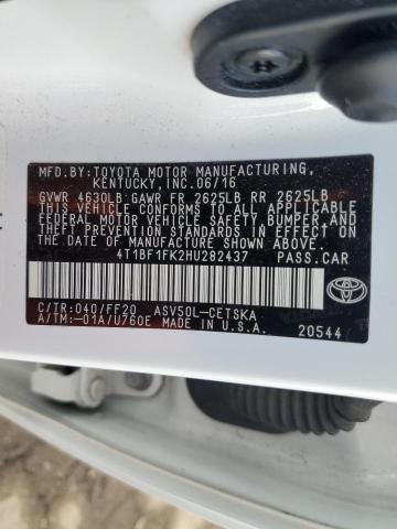 4T1BF1FK2HU282437 - 2017 TOYOTA CAMRY LE WHITE photo 12