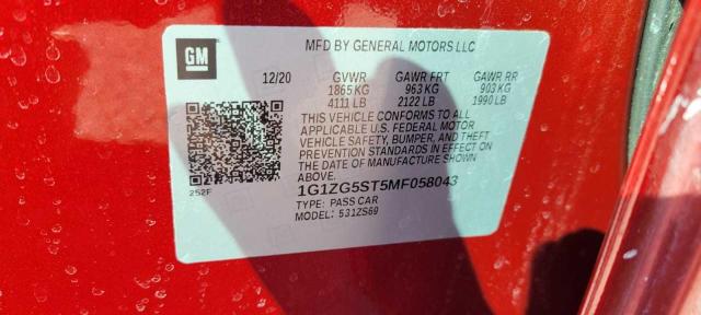 1G1ZG5ST5MF058043 - 2021 CHEVROLET MALIBU RS RED photo 10