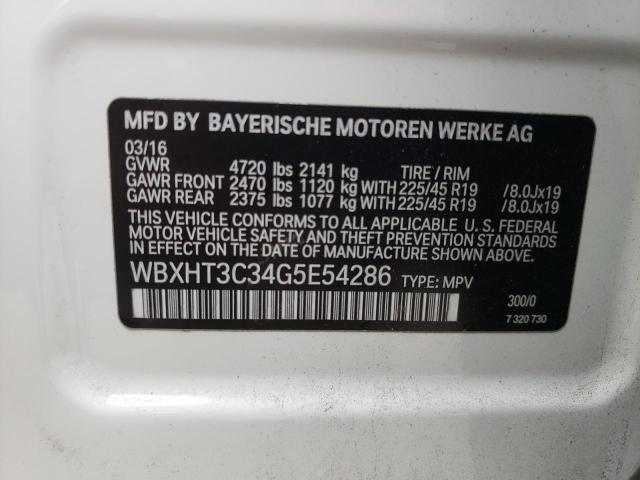 WBXHT3C34G5E54286 - 2016 BMW X1 XDRIVE28I WHITE photo 12