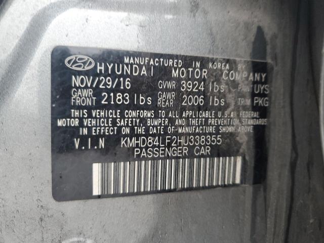 KMHD84LF2HU338355 - 2017 HYUNDAI ELANTRA SE GRAY photo 12