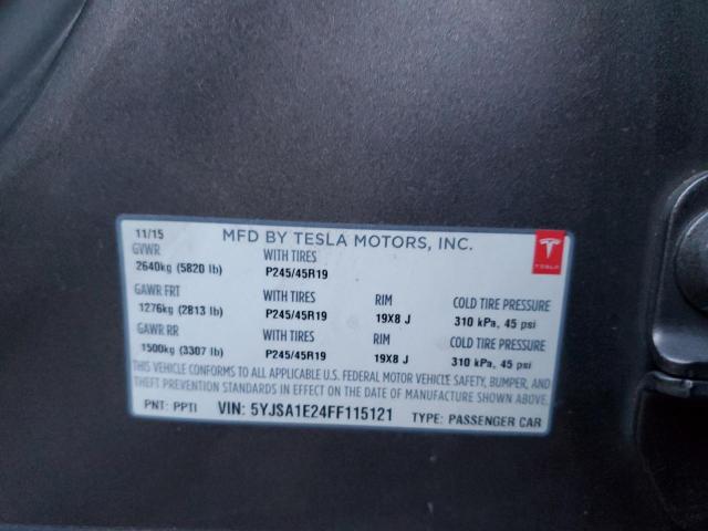 5YJSA1E24FF115121 - 2015 TESLA MODEL S Boz foto 12