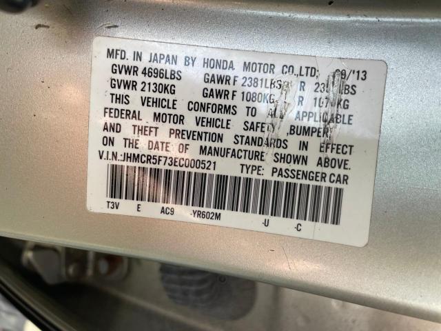 JHMCR5F73EC000521 - 2014 HONDA ACCORD PLUG-IN HYBRID SILVER photo 10