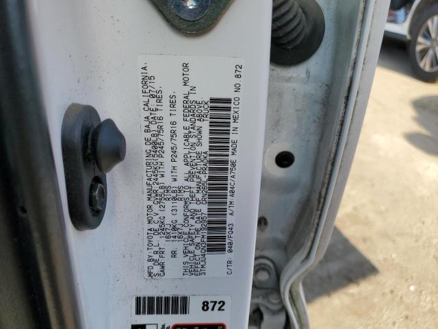 3TMJU4GN3FM192957 - 2015 TOYOTA TACOMA DOUBLE CAB PRERUNNER WHITE photo 12
