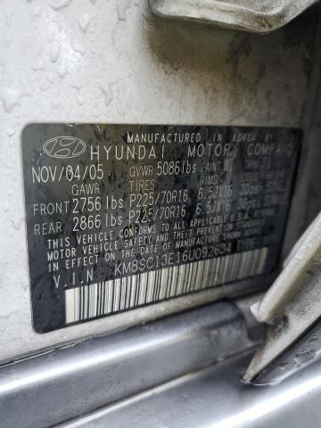 KM8SC13E16U092634 - 2006 HYUNDAI SANTA FE GLS WHITE photo 13