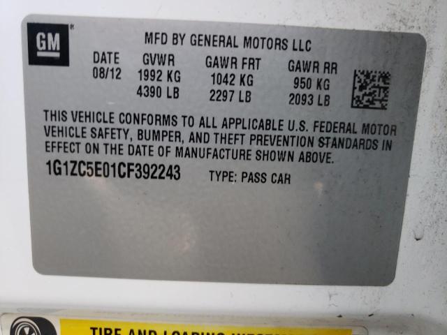 1G1ZC5E01CF392243 - 2012 CHEVROLET MALIBU 1LT WHITE photo 12