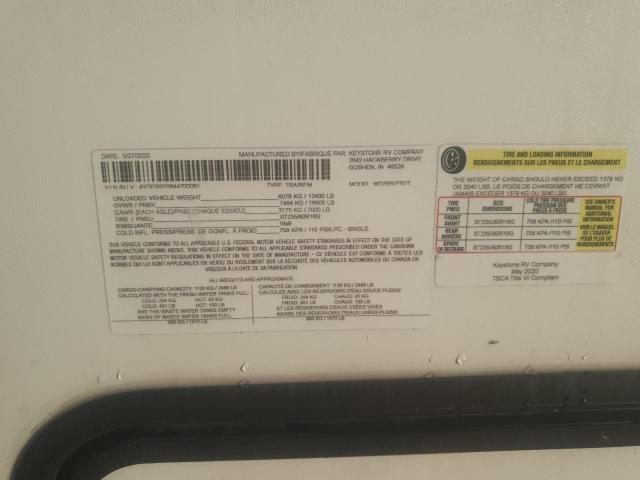 4YDF39329M4700081 - 2021 KEYSTONE MONTANA WHITE photo 10