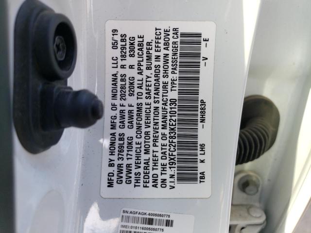 19XFC2F83KE210130 - 2019 HONDA CIVIC SPORT 白色 照片 12