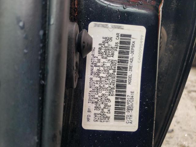 5YFBU4EE9DP084923 - 2013 TOYOTA COROLLA BASE BLACK photo 12