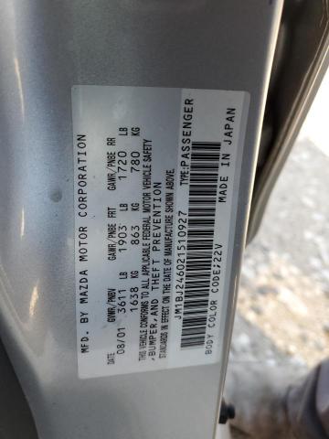 JM1BJ246021510927 - 2002 MAZDA PROTEGE PR5 银色 照片 12