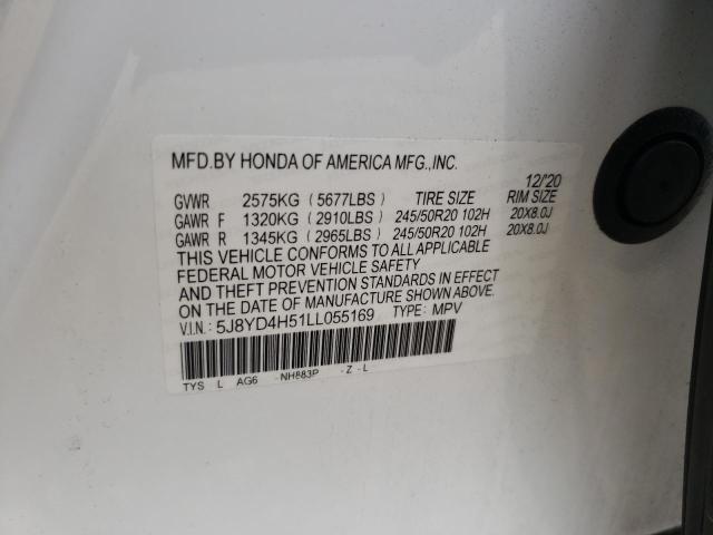 5J8YD4H51LL055169 - 2020 ACURA MDX TECHNOLOGY WHITE photo 13