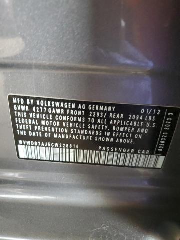 WVWDB7AJ5CW228816 - 2012 VOLKSWAGEN GOLF GRAY photo 12