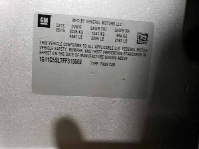 1G11C5SL7FF310662 - 2015 CHEVROLET MALIBU 1LT Srebrny zdjęcie 12