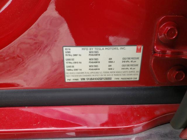 5YJSA1E42GF128050 - 2016 TESLA MODEL S Կարմիր լուսանկար 12