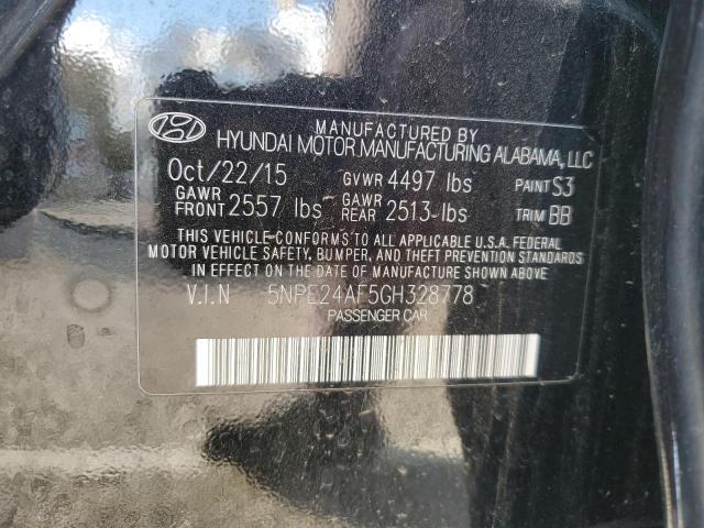 5NPE24AF5GH328778 - 2016 HYUNDAI SONATA SE BLACK photo 12