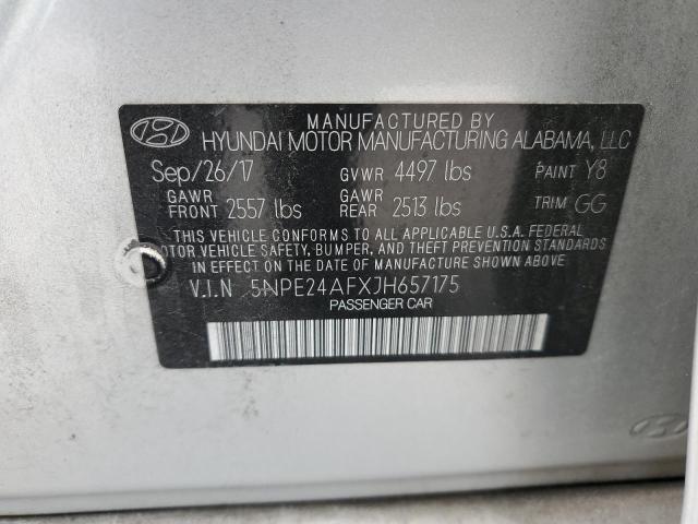 5NPE24AFXJH657175 - 2018 HYUNDAI SONATA SE SILVER photo 12