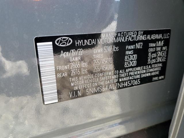 5NMS54AL7NH457065 - 2022 HYUNDAI SANTA FE CALLIGRAPHY GRAY photo 13