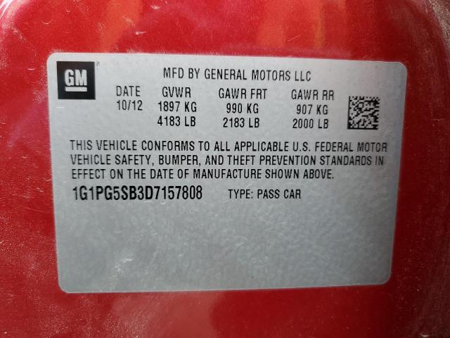 1G1PG5SB3D7157808 - 2013 CHEVROLET CRUZE LTZ RED photo 13