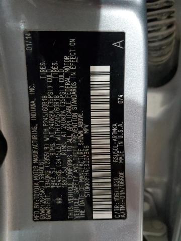 5TDKKRFH4ES007946 - 2014 TOYOTA HIGHLANDER XLE SILVER photo 13