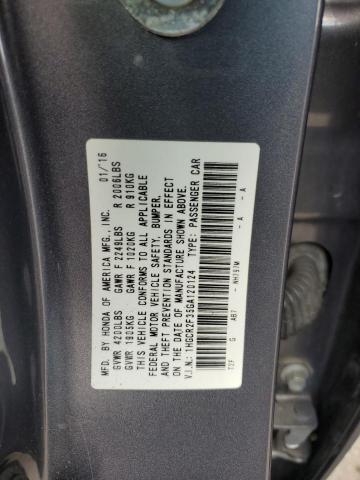 1HGCR2F35GA120124 - 2016 HONDA ACCORD LX GRAY photo 12