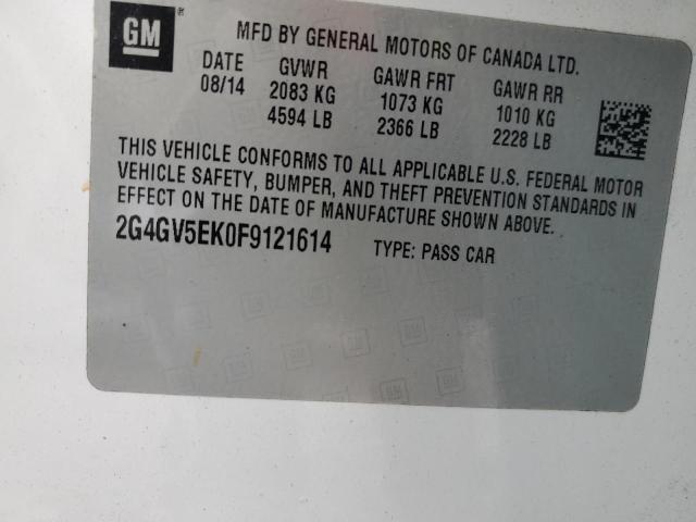 2G4GV5EK0F9121614 - 2015 BUICK REGAL 白色 照片 12