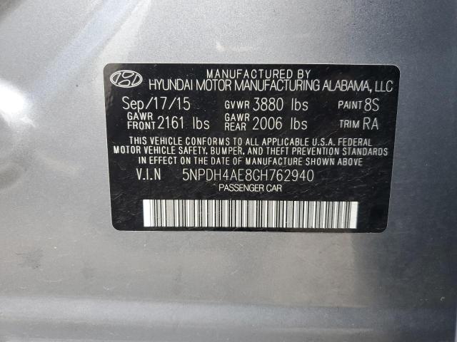 5NPDH4AE8GH762940 - 2016 HYUNDAI ELANTRA SE SILVER photo 12