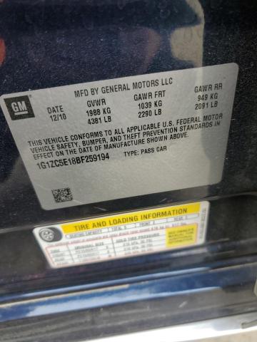 1G1ZC5E18BF259194 - 2011 CHEVROLET MALIBU 1LT 蓝色 照片 12